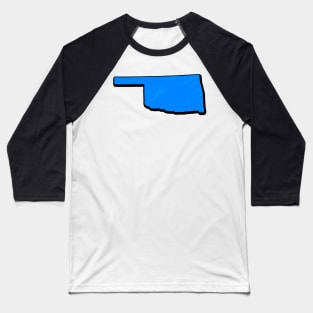 Bright Blue Oklahoma Outline Baseball T-Shirt